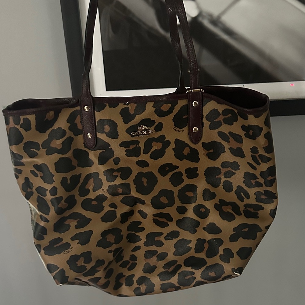 Coach Leopard Print Tote - Brown and Black